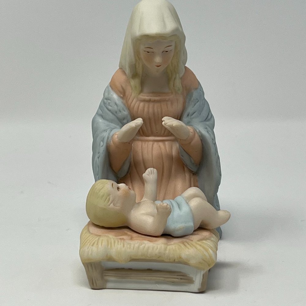 Vintage Mary & Baby Jesus Christmas Nativity Lefton Christopher Collection 1983